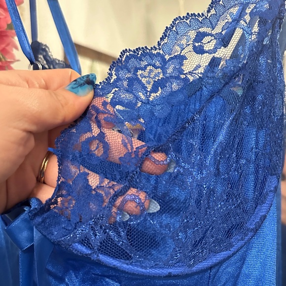 Luxurious Sheer Blue Lace Robe - Picture 5 of 8